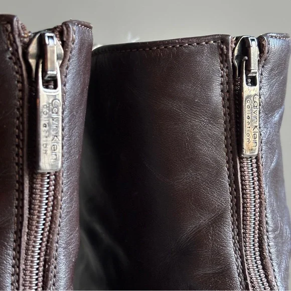 Calvin Klein Collection Italy Leather Zip Ankle Boots Men’s 8/Women’s 10 (EU 41) - Picture 4 of 8